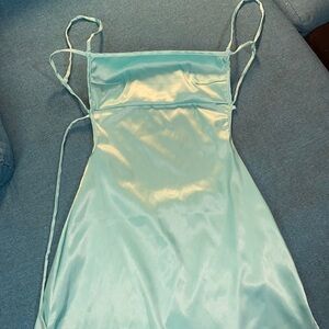 Turquoise open back dress